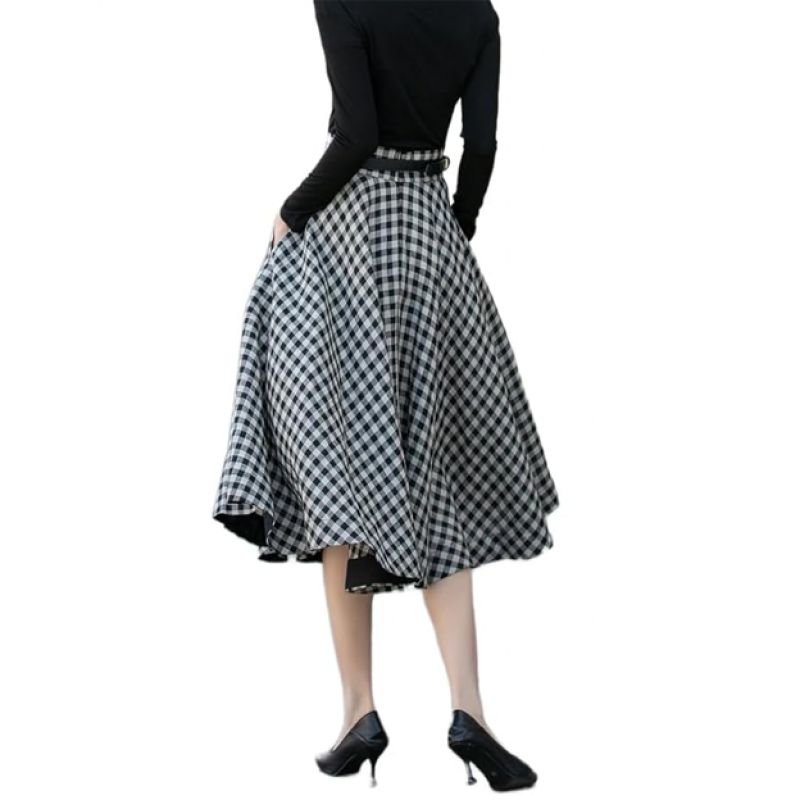 Girls Mid Length Cotton Midi Blend Skirt 113 Black, Free Size