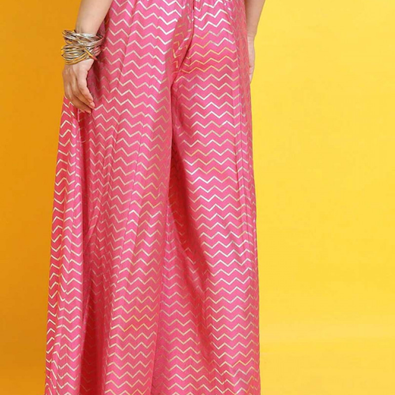 Women Pink Ethnic Motifs Palazzos