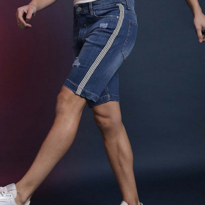 Men Blue Washed Denim Outdoor Denim Shorts