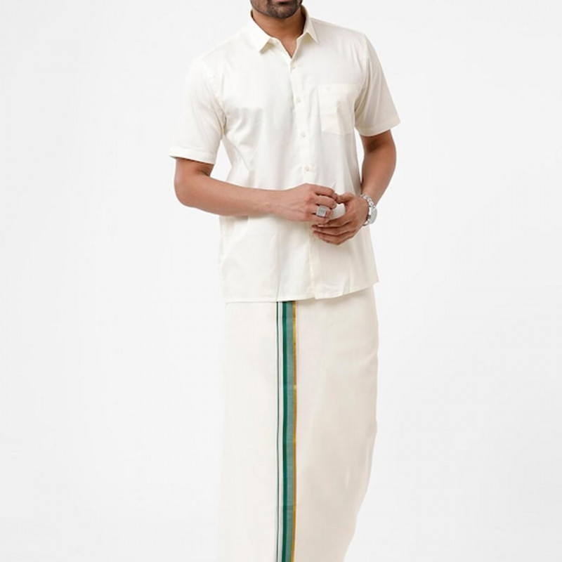 Men White Solid Pure Cotton Dhoti